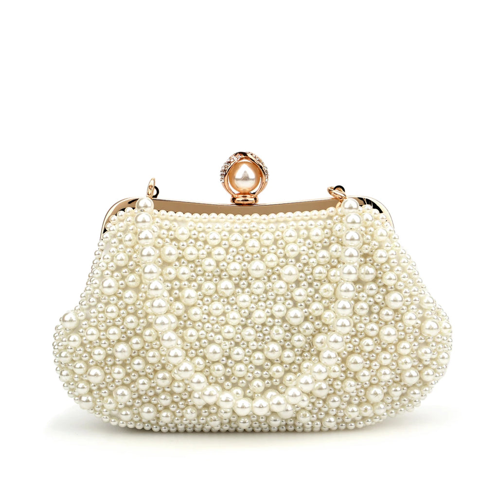 Shell Design Women Evening Bags Pearl Diamonds Small Clutch With Chain Shoulder Handbags Wedding Party Lady Purse For Wedding Pa