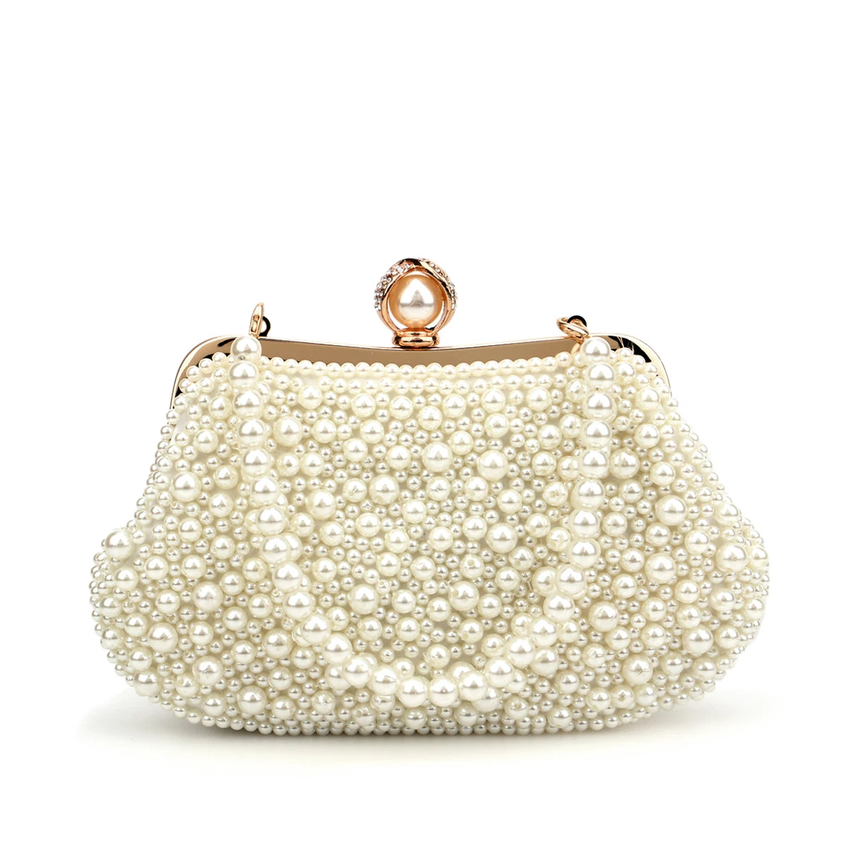 Shell Design Women Evening Bags Pearl Diamonds Small Clutch With Chain Shoulder Handbags Wedding Party Lady Purse For Wedding Pa