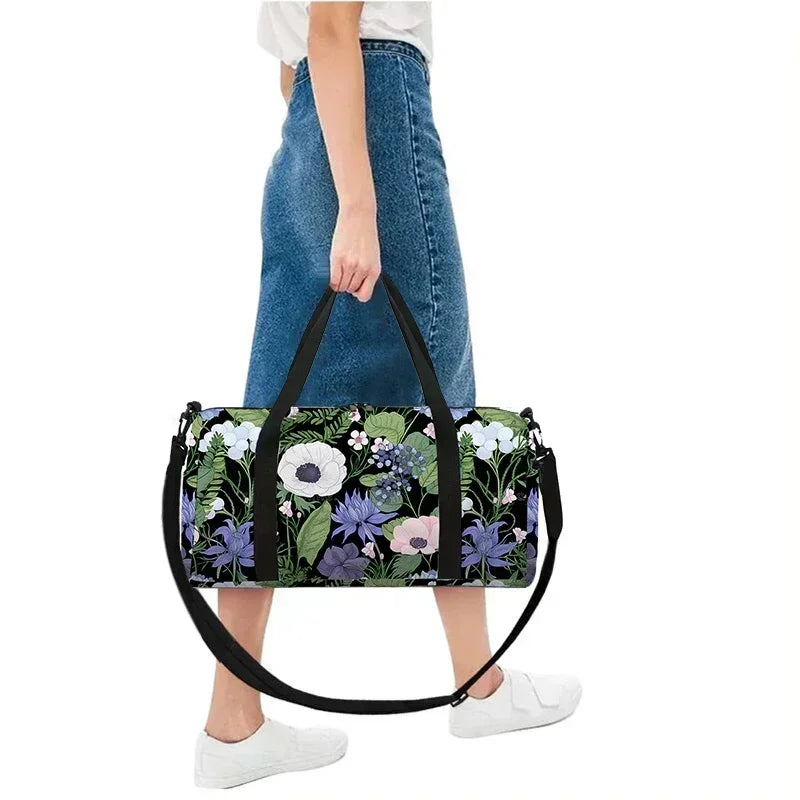 Forest Flowers Large Capacity Luggage Bag for Boy and Girls Best Gifts 2D Flat Cartoon Travel Duffels Hand Bag for Children