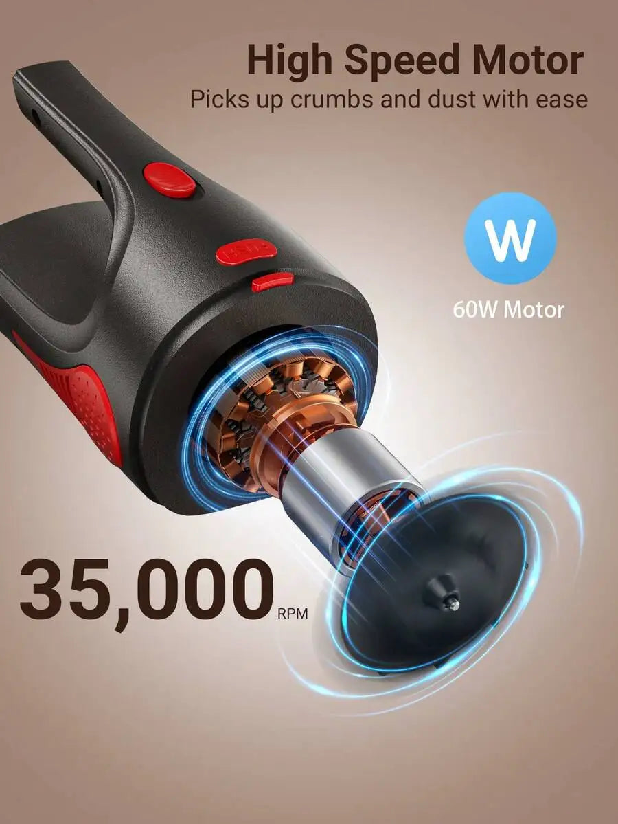 Portable Car Vacuum Cleaner,Car Handheld Vacuum,Wet & Dry,5 Nozzles,Multiple Filtration,Long-Lasting Suction For Car Clean
