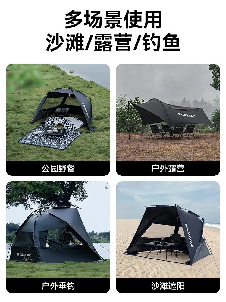 Outdoor Camping Pop Up Tent with Black Coating, Instant Setup UV Protection Sun Shelter Tent