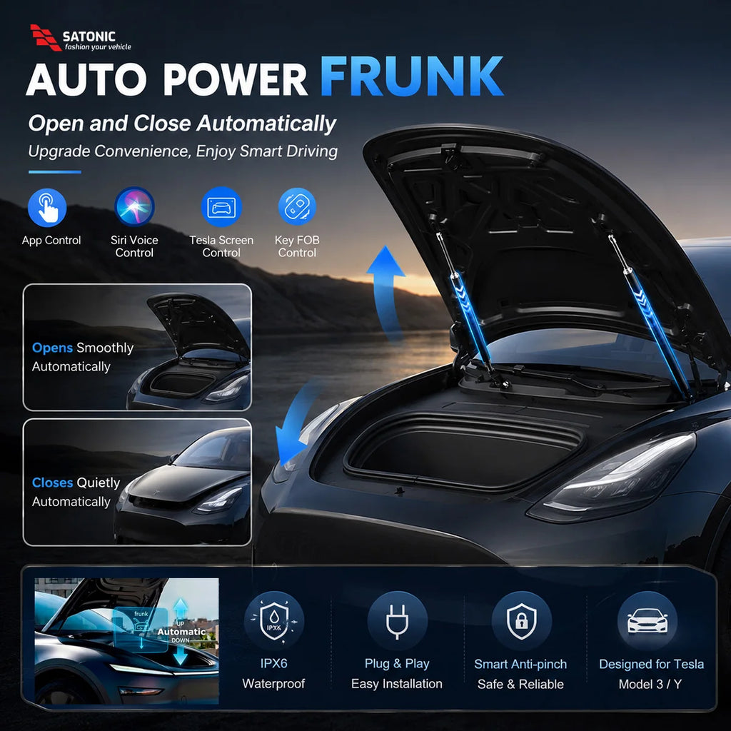 SATONIC V6S Electric Automatic Frunk Lift for Tesla Model Y 2026 Juniper Y YL Non-destructive Installation Smart Power Hood V6S