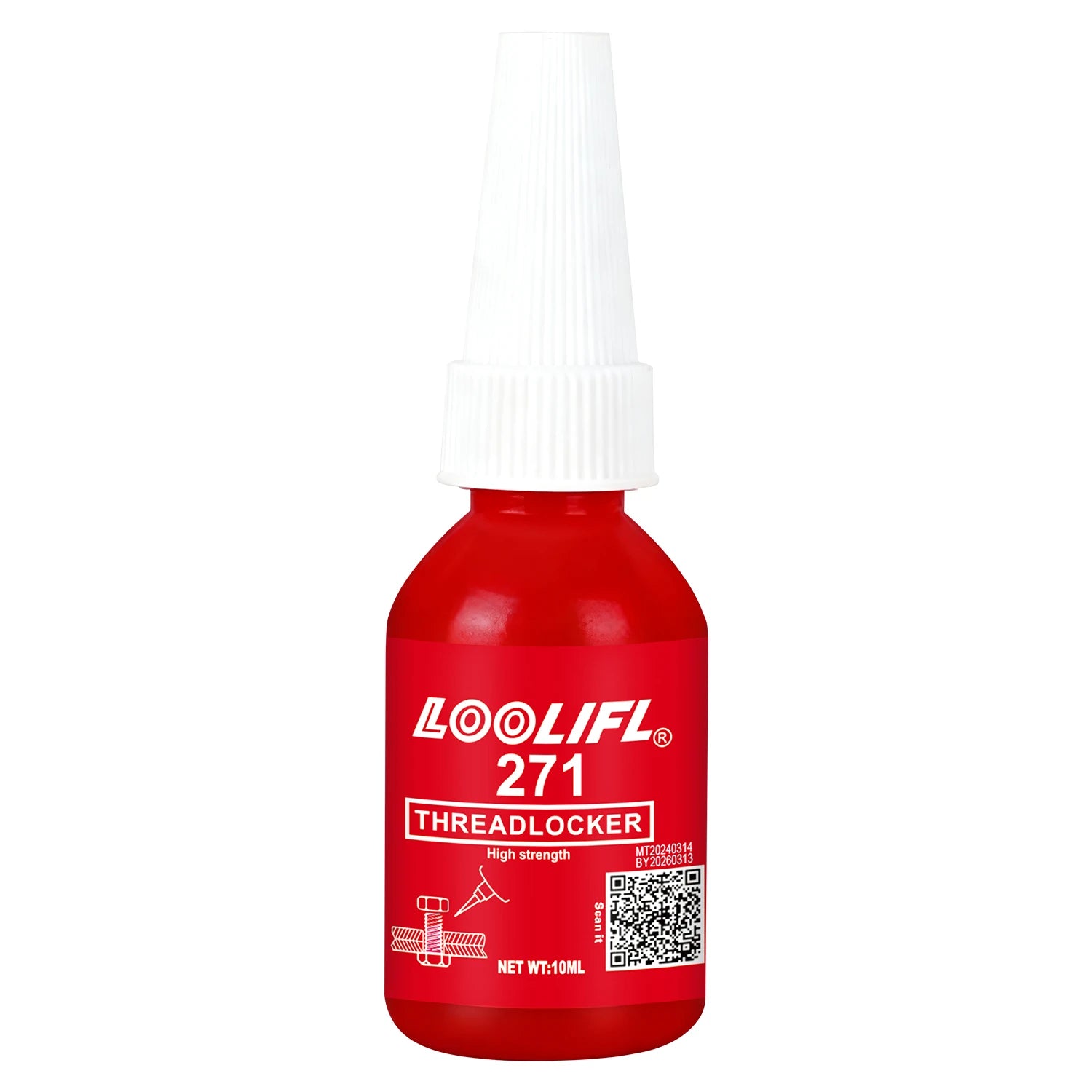 High Strength 271 Thread Locker Adhesive Anti Vibration Anti Impact Screw Lock Glue Heat Resistant Metal Bolt Nut Fastening 10ml