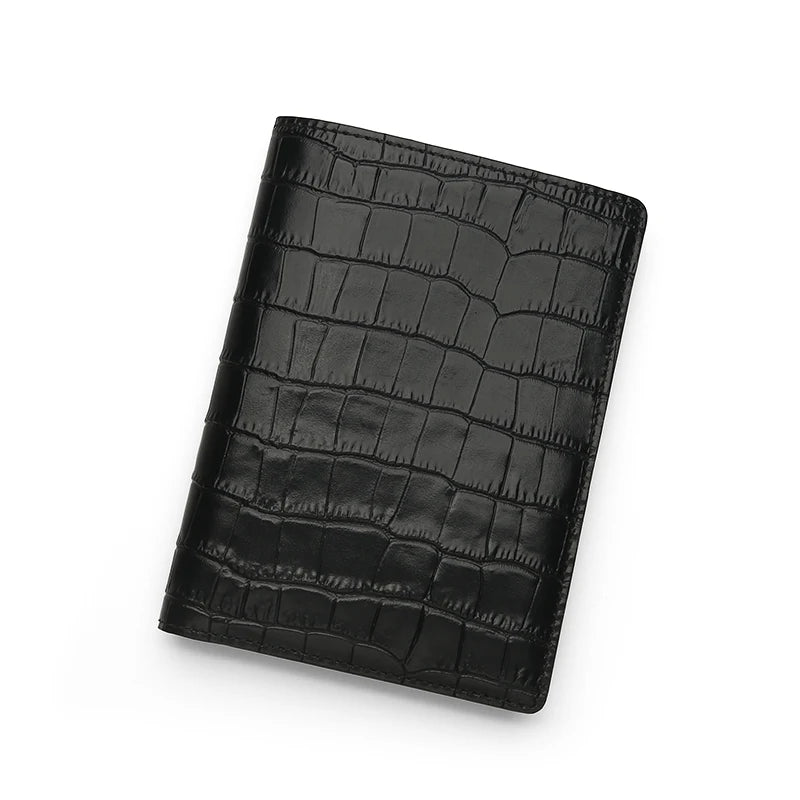Hiram Beron Personalized Passport Cover Luxury Anti RFID Leather Embossed Crocodile Pattern Luxury Wallet Dropship