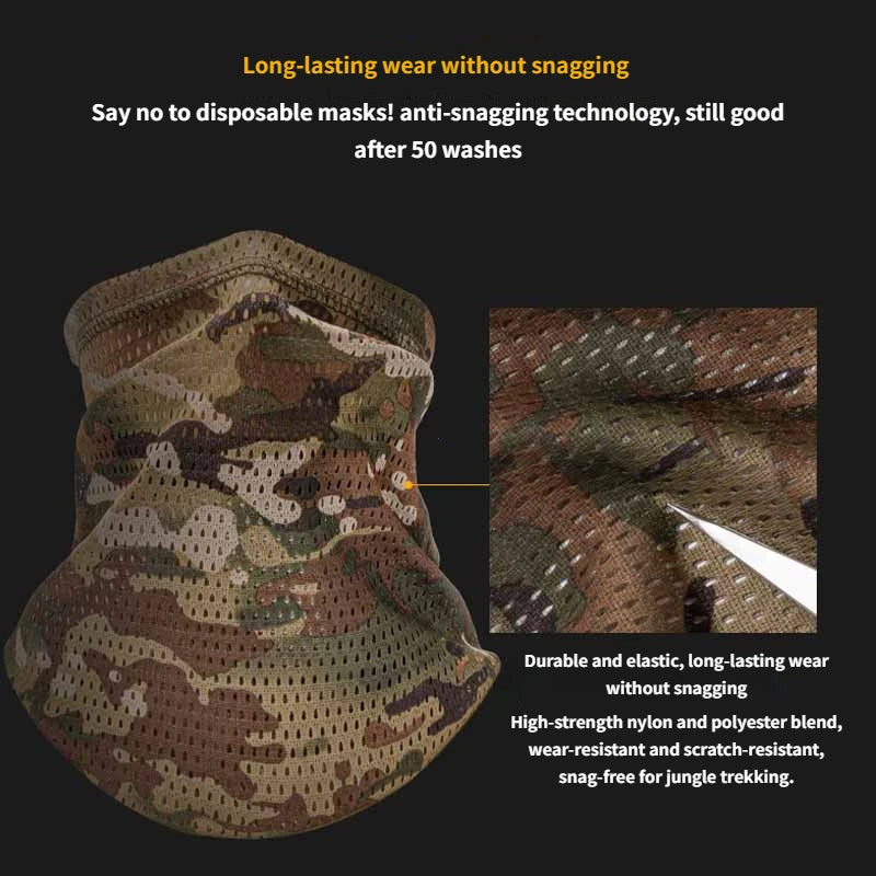 Camo Windproof Neck Gaiter Scarf Outdoor Sports Half Face Mask Running Skiing Cycling Bandana Breathable Motorcycle Mask