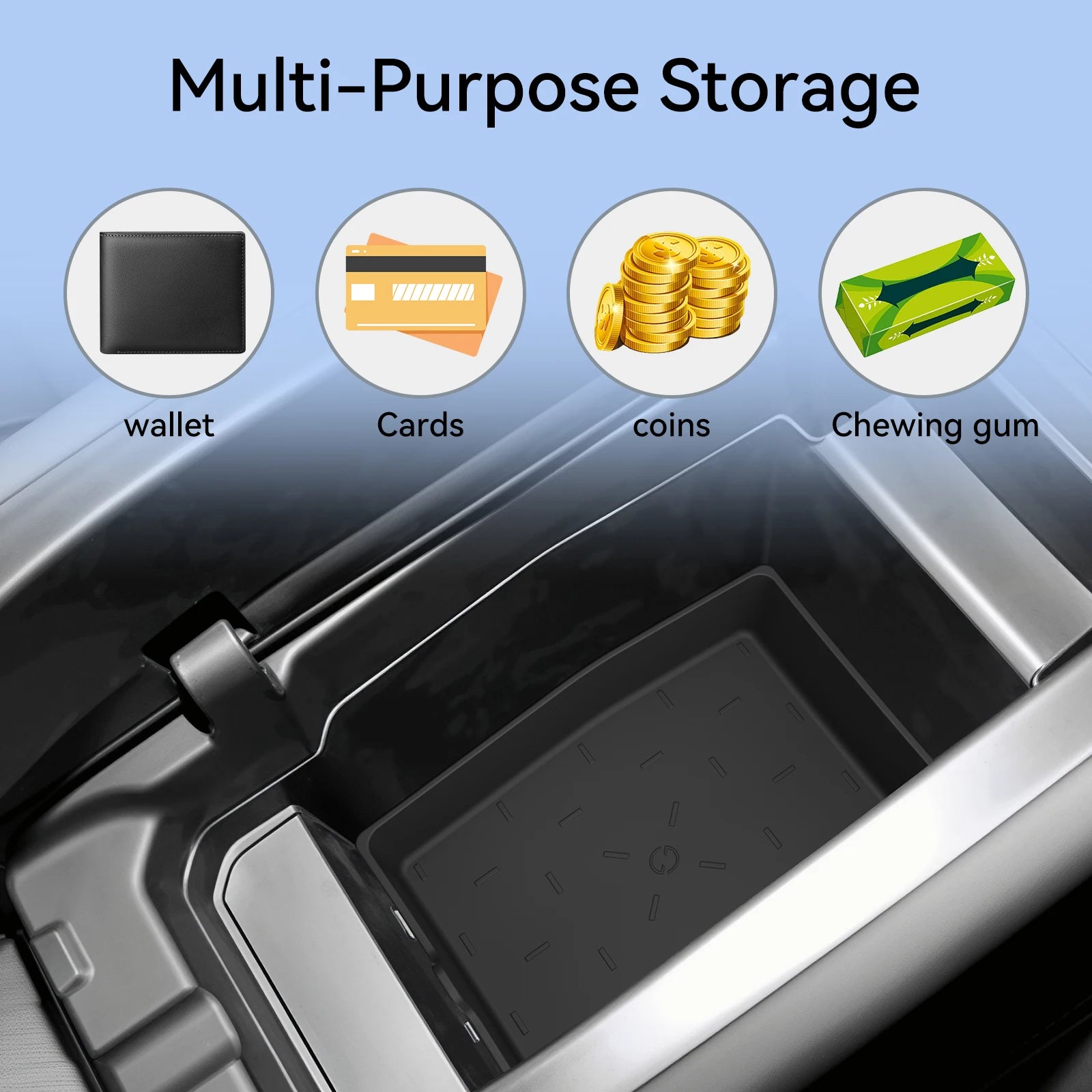 Smabee for Mazda CX-5 CX5 2026 Car Center Armrest Lower Storage Box TPE Tray Organizers Accessories Tidying Black