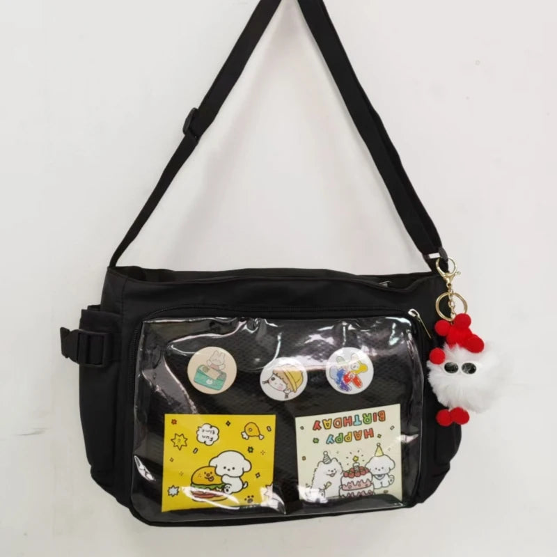 College Style Crossbody Bag with Large Capacity for Class Book Carrying Mailman Bag for Girls Casual Shoulder Crossbody Bag