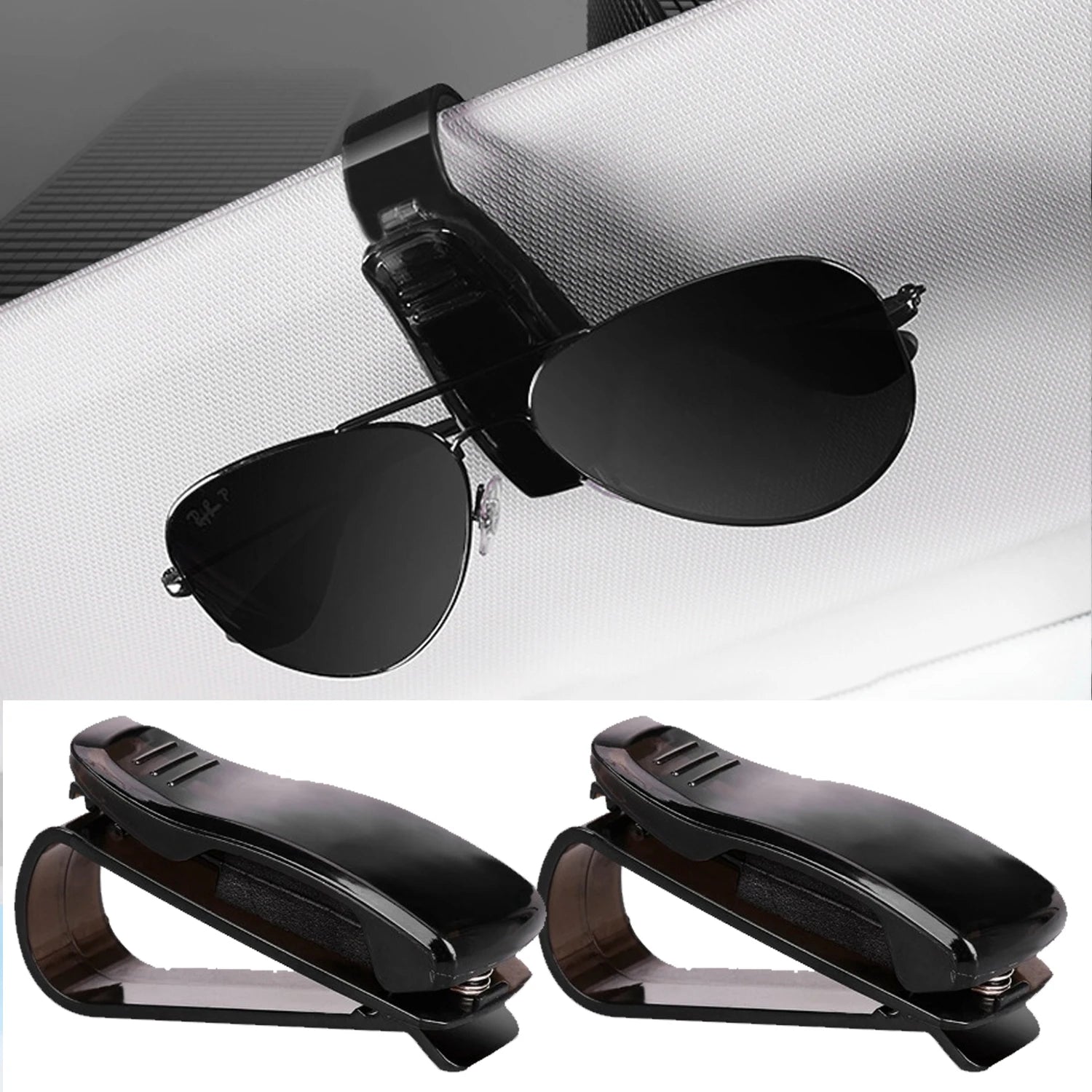 Sunglasses Holder Is Suitable for Car Sun Shades Magnetic Leather Sunglasses Clip and Ticket Clip Car Sunshade Accessories