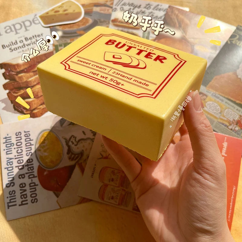 Squishy Simulated Butter Block Squeeze Toy Soft Stress Relief Slow Rising Sensory Fidget for Anxiety ADHD Autism Gifts For Kids