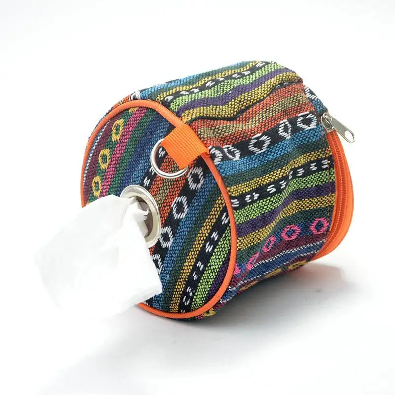 Outdoor Camping Tissue Box, Car And Household Roll Tissue Box, Foldable Ethnic-style Tissue Bag, And Miscellaneous Storage Box.