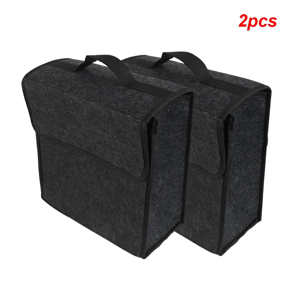 KKJOY Felt Car Trunk Organizer Folding Storage Bag for Auto Rear Seat Back Off-Road 4x4 Mounting Pouch Durable Accessories