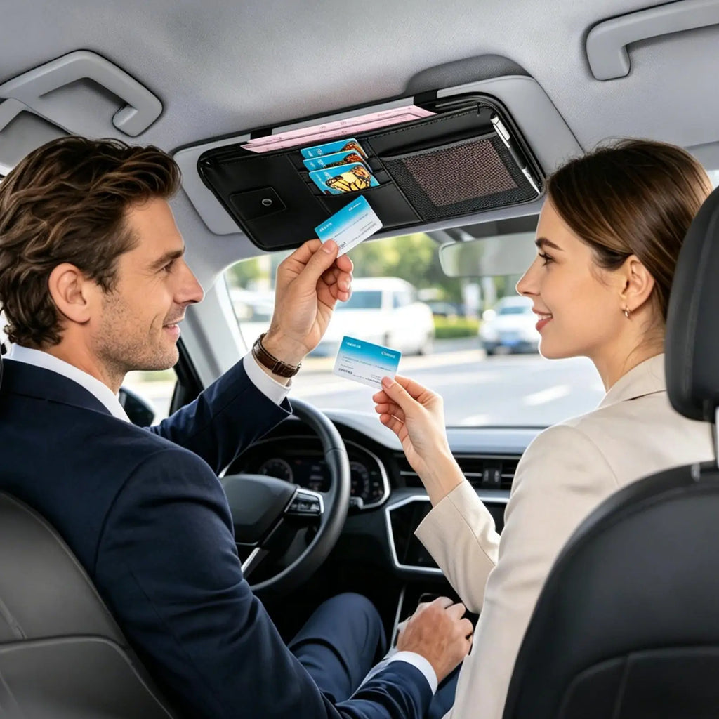 Car Visor Organizer Universal Auto Interior Storage Truck Visor Organizer Pouch For SUV Sedan Truck Driving License Insurance