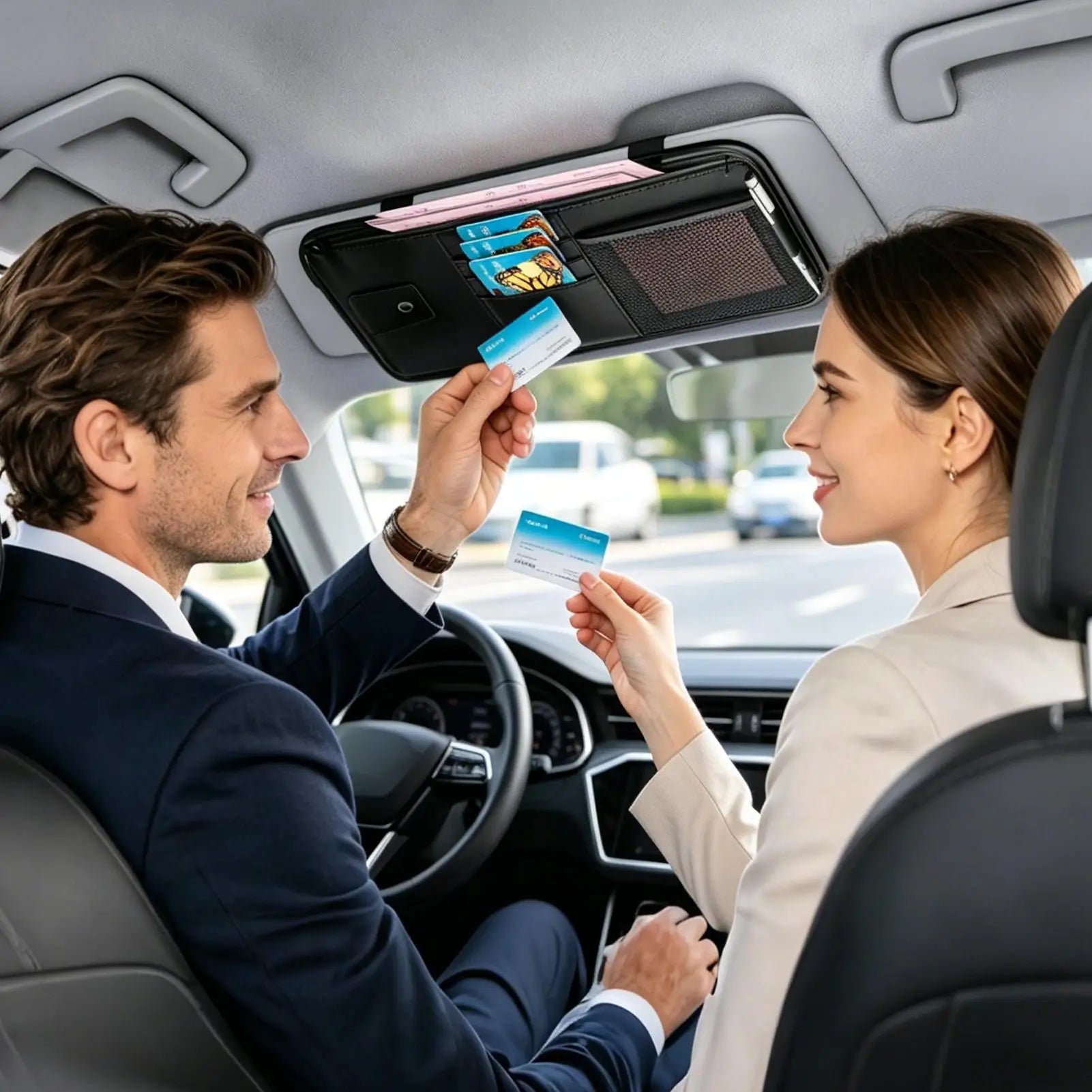 Car Visor Organizer Universal Auto Interior Storage Truck Visor Organizer Pouch For SUV Sedan Truck Driving License Insurance