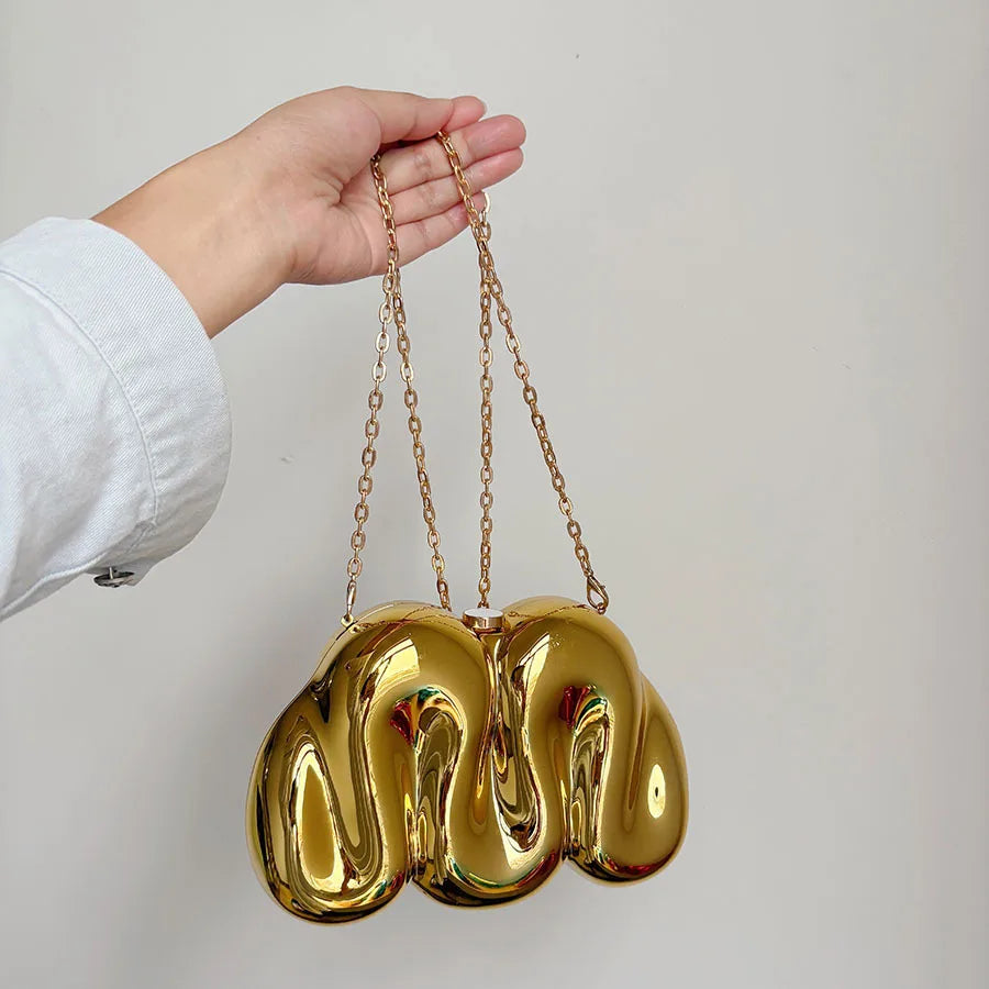 Personalized design acrylic bag, special-shaped bag, metallic glossy clutch bag