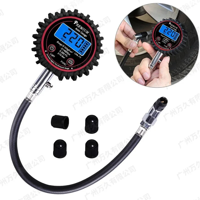Current 3～200PSI Auto Tire Pressure Gauge LCD Display High Precision Digital Tire Tester For Car Truck Vehicle Motorcycle