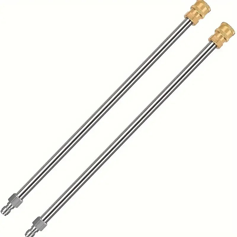 17 Inch Stainless Steel High Pressure Washer Extension Wand, 1/4" Quick Connect Male Female Plug, Cleaning Gun Accessory