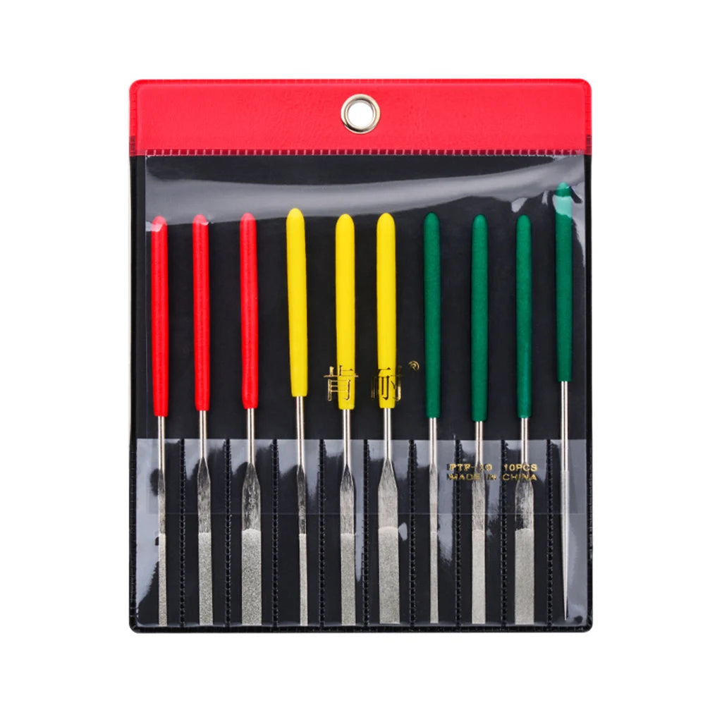 10 Pcs 150# 200# 400# Diamond Hand Assorted Files Set For Rough Grinding And Fine Finishing Mold PTF-10 DIY Trimming Tools