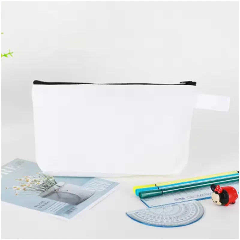 10/20Pcs Custom Logo Colored Canvas Pencil Case with Zipper Handheld Makeup Bag DIY Stationery&Cosmetic Storage Organizer Pouch
