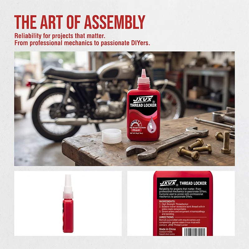 50 g of Ultra-Resistant Red Threadlocker, Suitable for Metal Screws: Anti-Slip Sealing in Red, Anaerobic Adhesive, Anti-Slip Sealant for Screws
