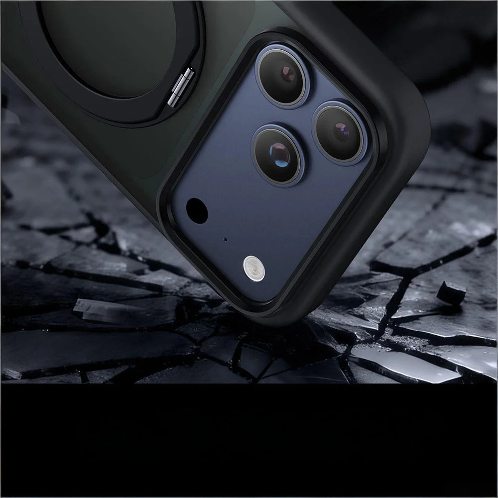For Magsafe Magnet Ring Rotating Fold Magnetic Stand Phone Case For iPhone 17 Pro Max Air 17Pro Solid Color Matte Armor Cover