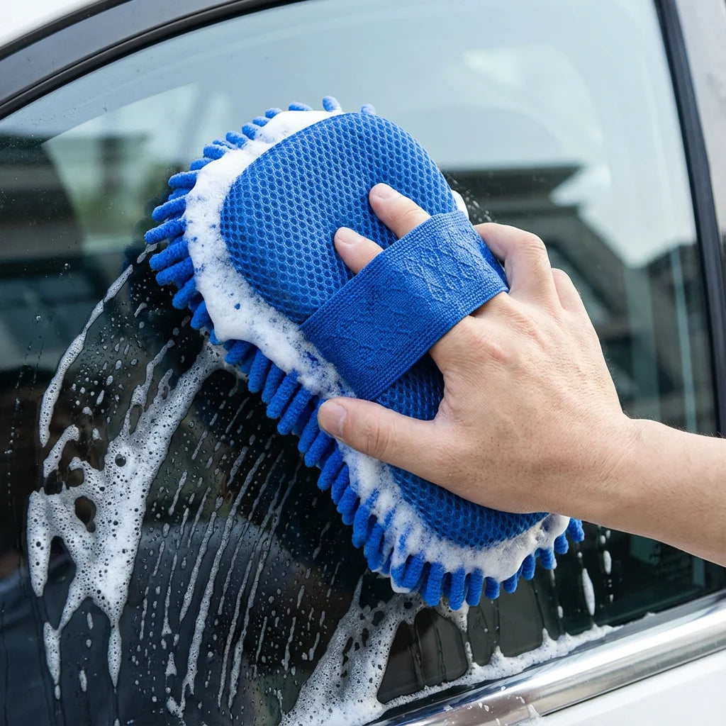 Chenille & Sponge Dual Side Car Wash Block, Scratch-Free. 26x15cm, Super Absorbent, Durable, Gentle