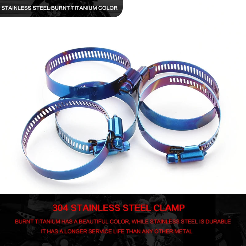 Motorcycle Accessories Hose Clamps 304 Stainless Steel Hose Clips Clip Clasp Metal Fastener Worm Drive Durable Anti-oxidation Bl