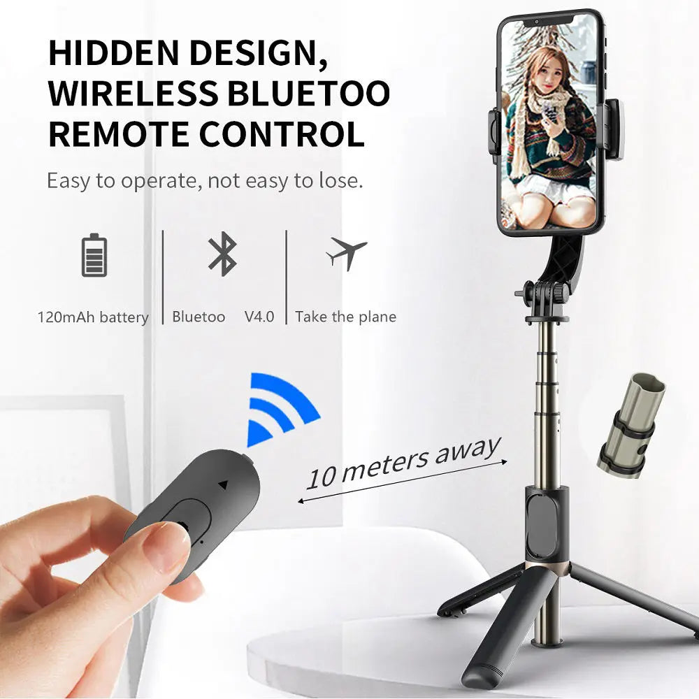 Q08 Bluetooth Handheld Gimbal Stabilizer Selfie Stick Expandable Handheld Monopod Mini Tripod for Android IOS Gimb