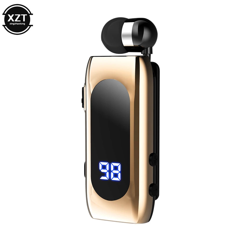 K55 Mini Wireless Bluetooth-Compatible Headset Lavalier Retractable Cable Smart In-ear Single Sport Earphone Led Digital Display