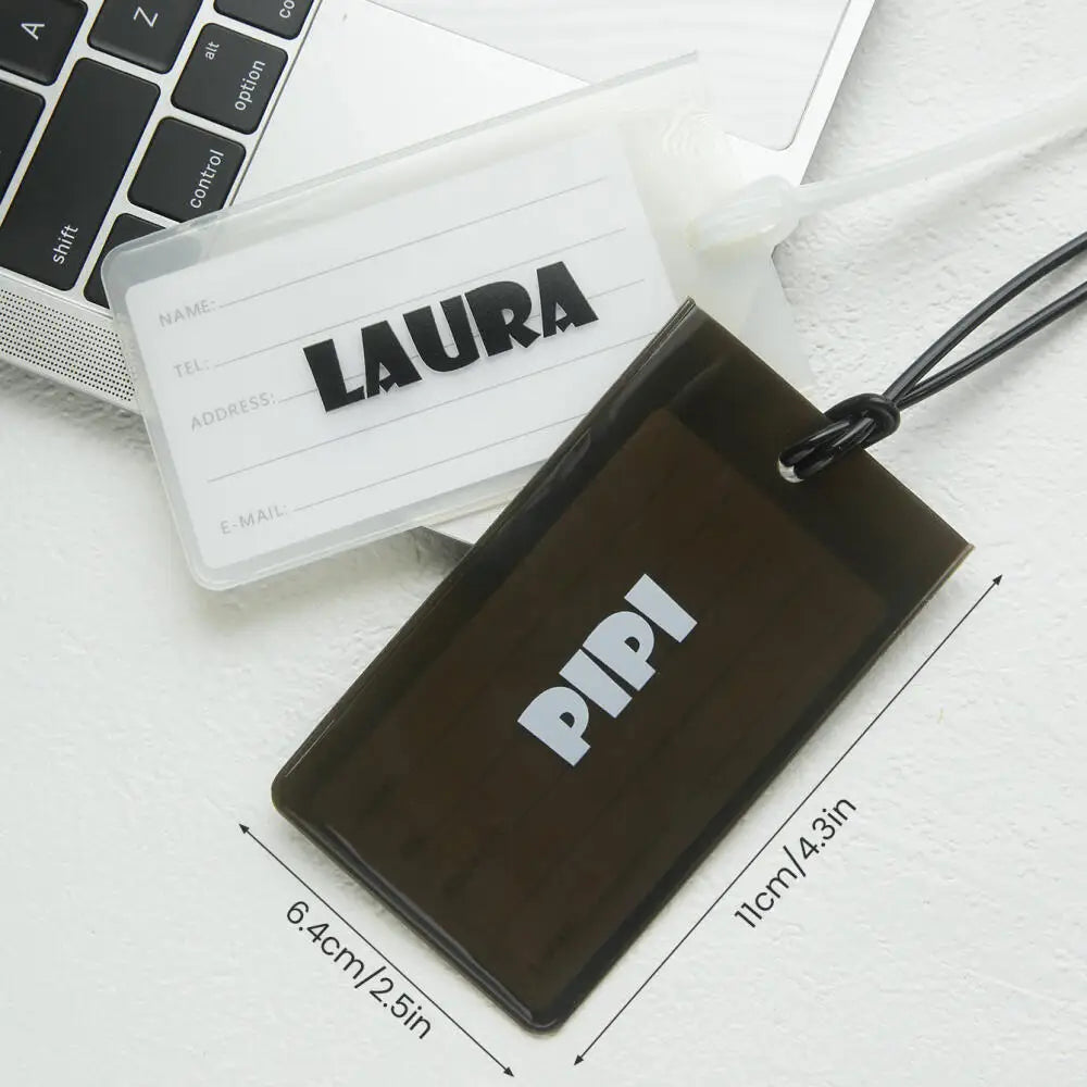 Custom Name Luggage Tag Personalized Name Fluorescent Pvc Luggage Tag Waterproof Transparent Suitcase Id Tag with Name Card