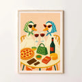 Duck Wine Party Art Print, Quirky Animal Poster, Retro Wall Art with Ducks and Wine, Fun Dining Room or Kitchen Decor