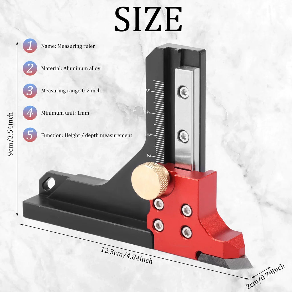 Height Gauge Depth Aluminum Alloy DIY Woodworking Tablesaw Height Measurement Tool for Table Saw Router Table Drill Press