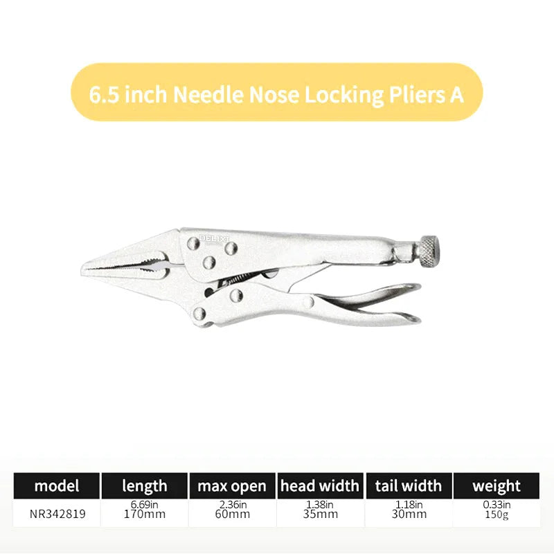 DELIXI ELECTRIC Locking Pliers，Carbon Steel Pliers High Torque Fixed Clamping Hand Tools ，Adjustable Position Welding Tools