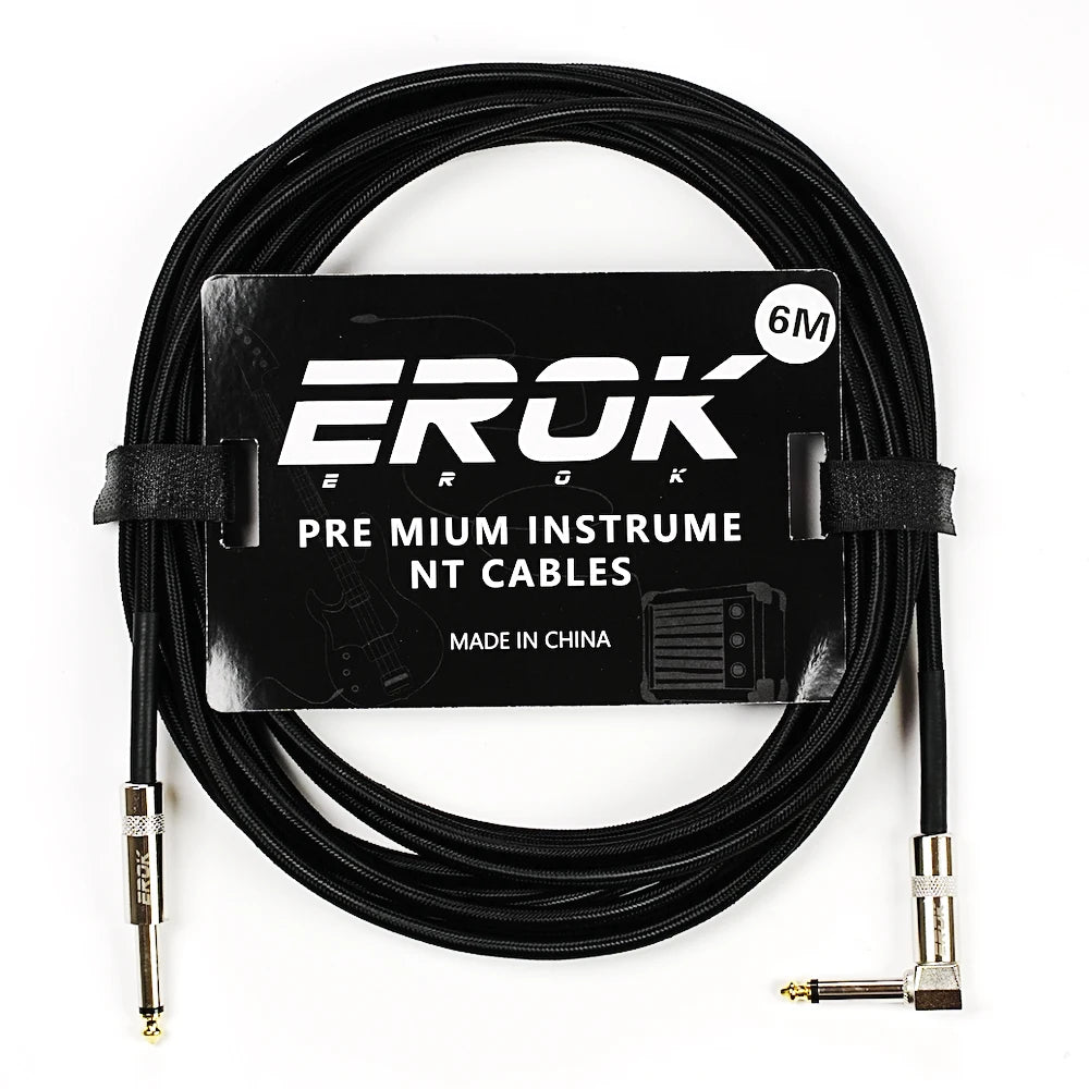 EROK 1.5/3/6/10M Guitar Audio Cables Anti-Noise Line 6.35mm Male to Male Colorful Braided Line Pedal Guitar Bass Universal Cable