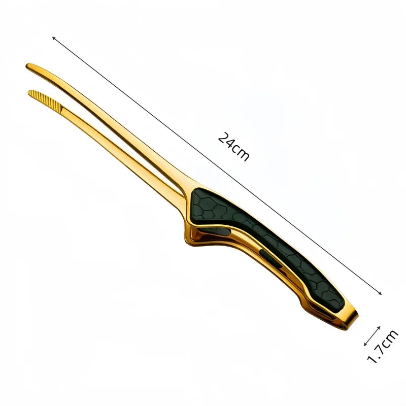 1pc Stainless Steel Barbecue Tongs Steak Tongs Metal Food Tongs Non-slip Grip Non-stick Durable Kitchen Pliers for Cooking