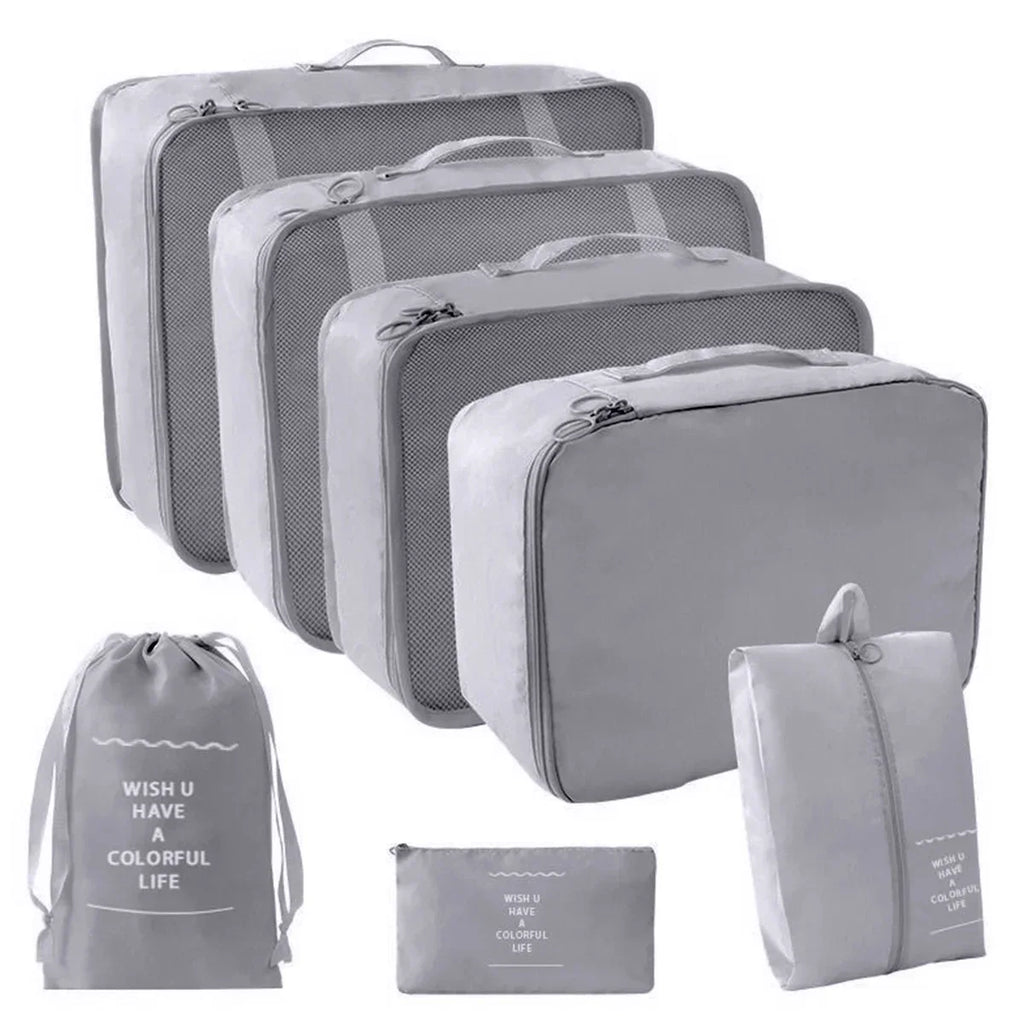 Travel Packing Cubes Set of 7 - Transparent Compression Luggage Organizer for Suitcase, Clothes & Trip Use