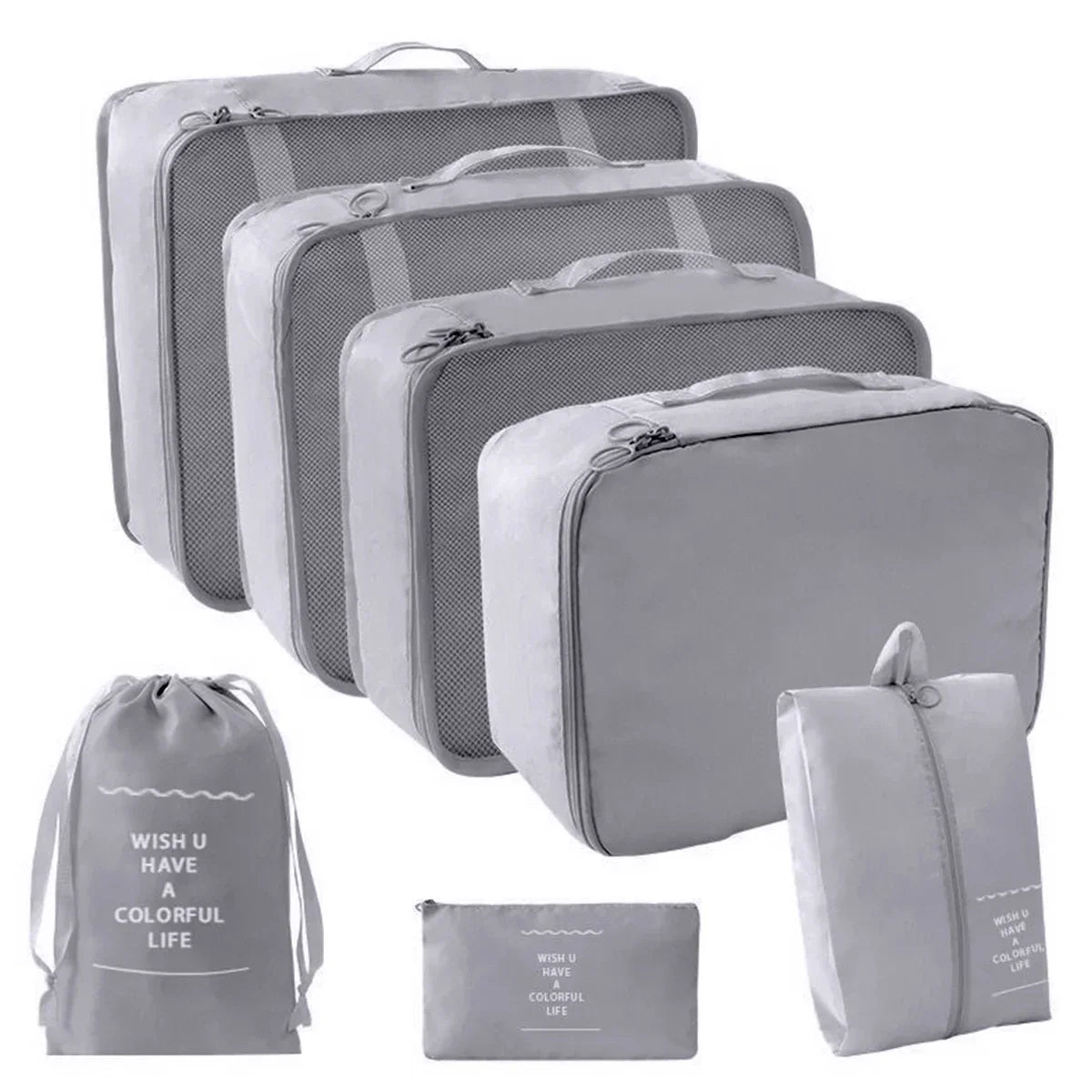 Travel Packing Cubes Set of 7 - Transparent Compression Luggage Organizer for Suitcase, Clothes & Trip Use