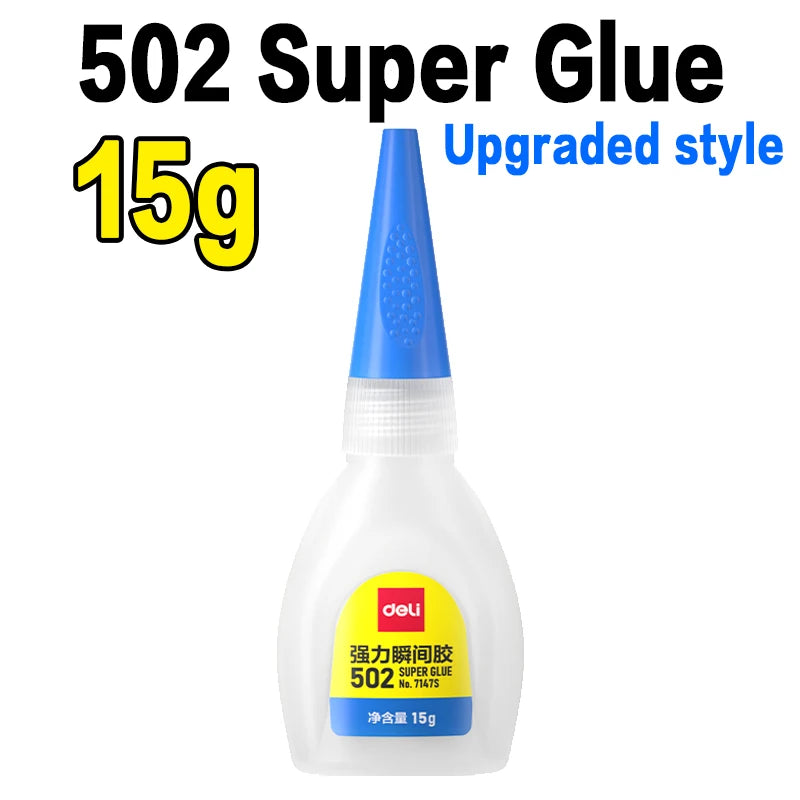 Deli 502 Professional Strength Super Glue Fast Cyanoacrylate Adhesive Hardware Metal Cars Wood Crafts Hobbies Instant Bonding