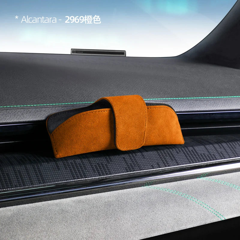 Alcantara Suede Magnetic attraction Car Glasses Case Storage Box Sunglasses Holder For ZEEKR 001