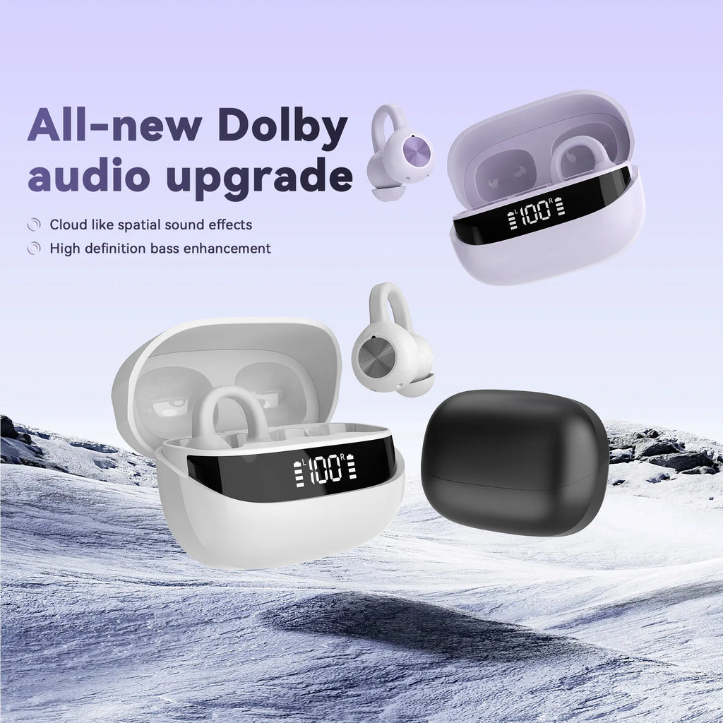 K30 Open Ear Ear Clip Bluetooth 5.4 Sports Earphones Digital Display Wireless Headset