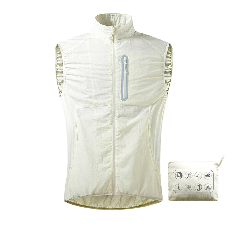 JNLN Summer Working Vest Men Women Waterproof Self-Storage Running Vests Unisex Mountaineering Camping Hiking Sleeveless Jacket