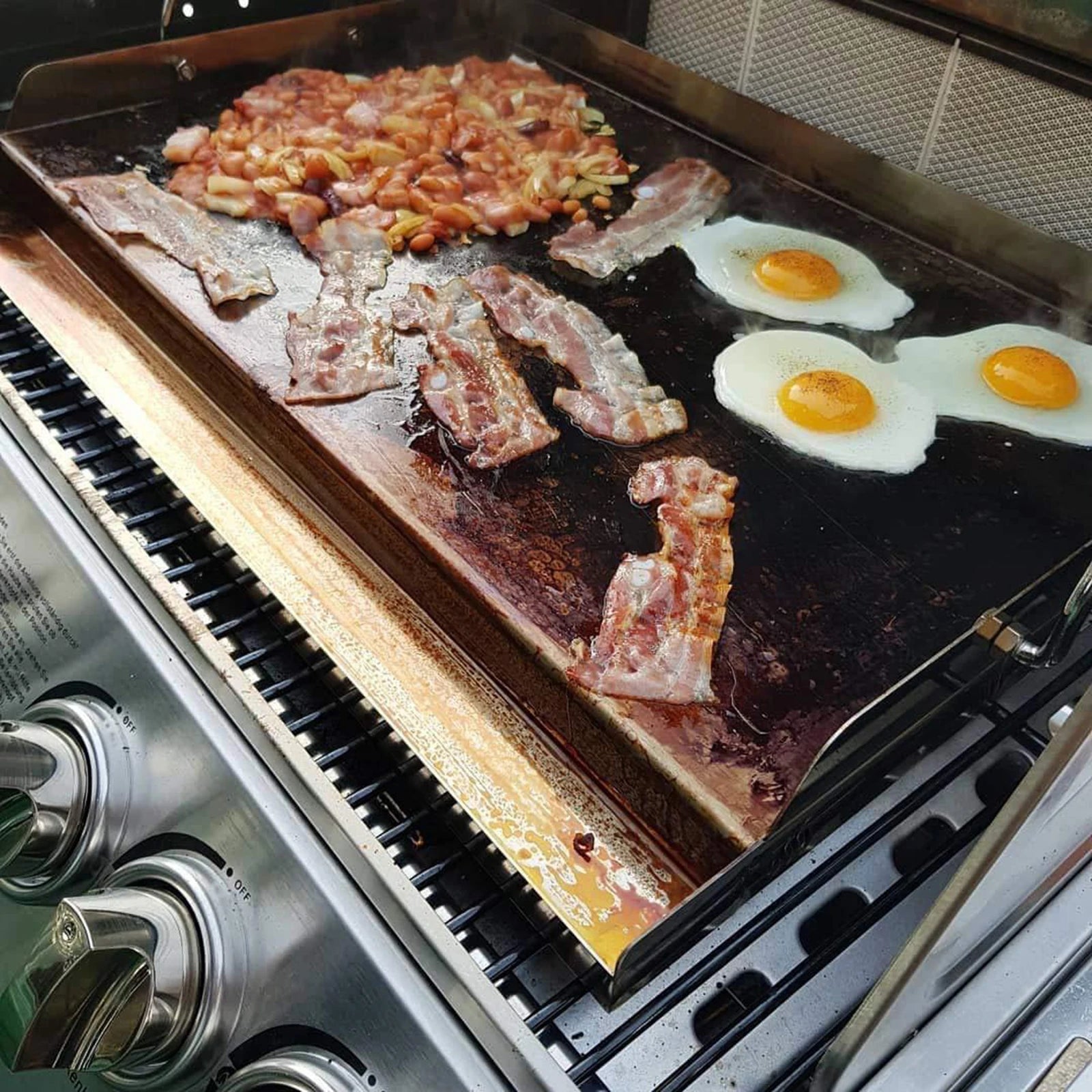 Stainless Steel Cooking Griddle BBQ Tools Grilling Cookware Flat Top Plate Insert for Parties Camping Grills Tailgating Outdoor