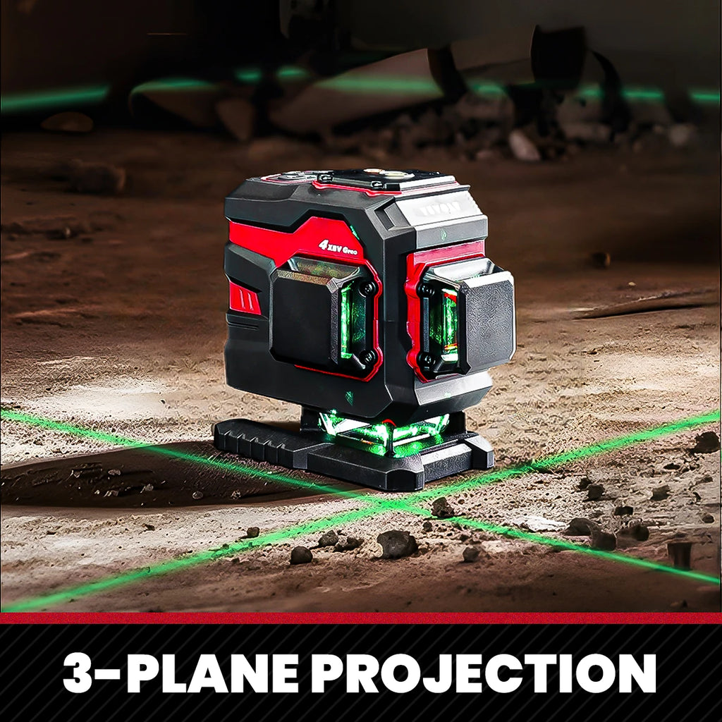 YEVOLT Green Laser Level 3/4-Plane 12/16-Line Self-leveling 360 3D/4D Horizontal & Vertical Power Measuring Tool YVGLL4XS-Series