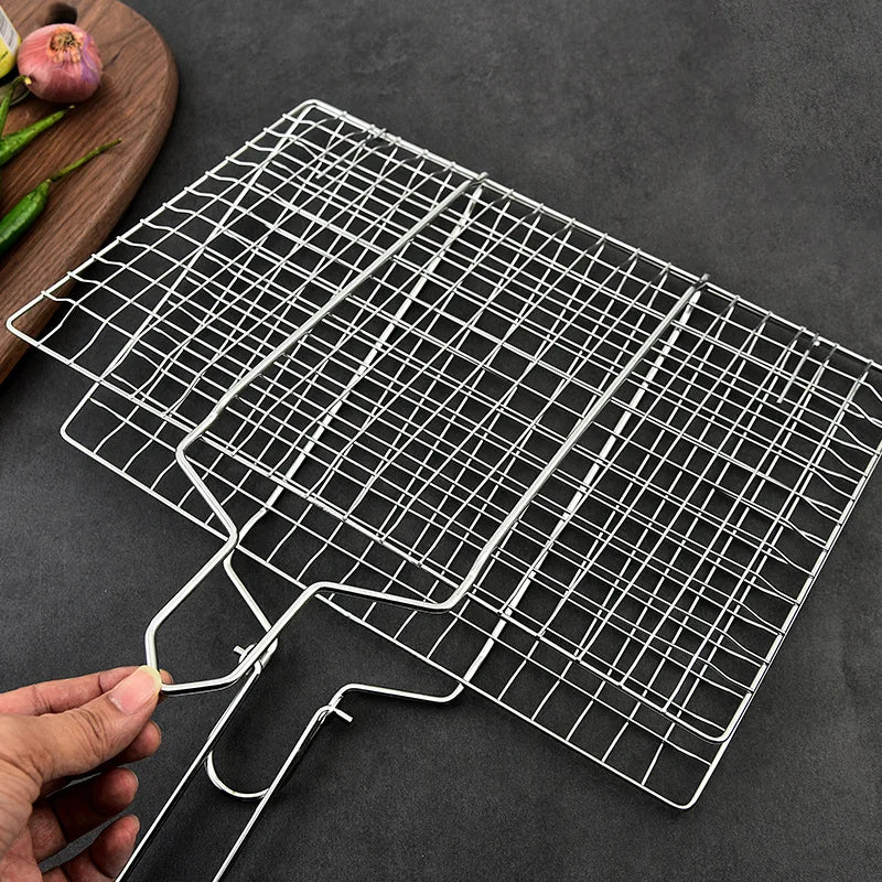 304 Stainless Steel BBQ Mesh Non Stick Grilling Basket Grill Mesh Mat Meat Vegetable Steak Picnic Party Barbecue Tool