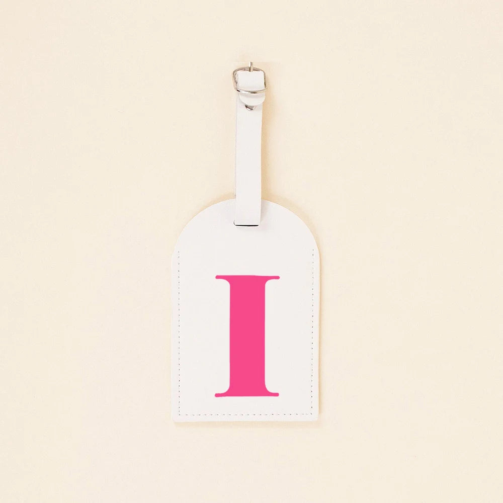 Rose Pink Initial Monogram Luggage Tag Bachelorette Party Favors Girls Trip Travel Gift PU Leather for Suitcase Baggage Handbag