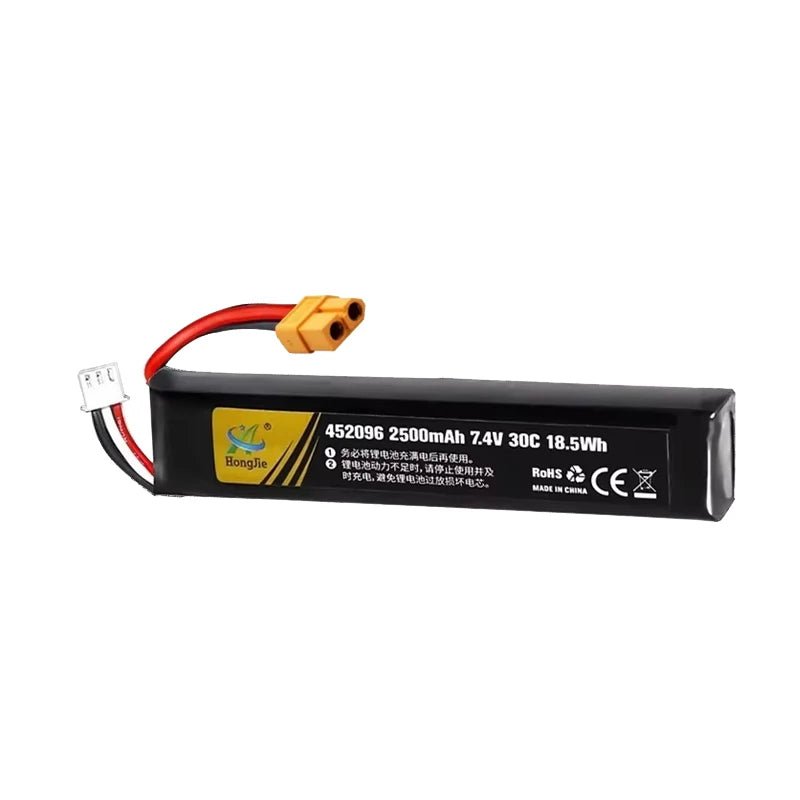 7.4V 2500mAh Lipo Battery Split Connection for Water Gun 2S 7.4V Battery for Mini Airsoft BB Air Pistol Electric Toys Guns Parts