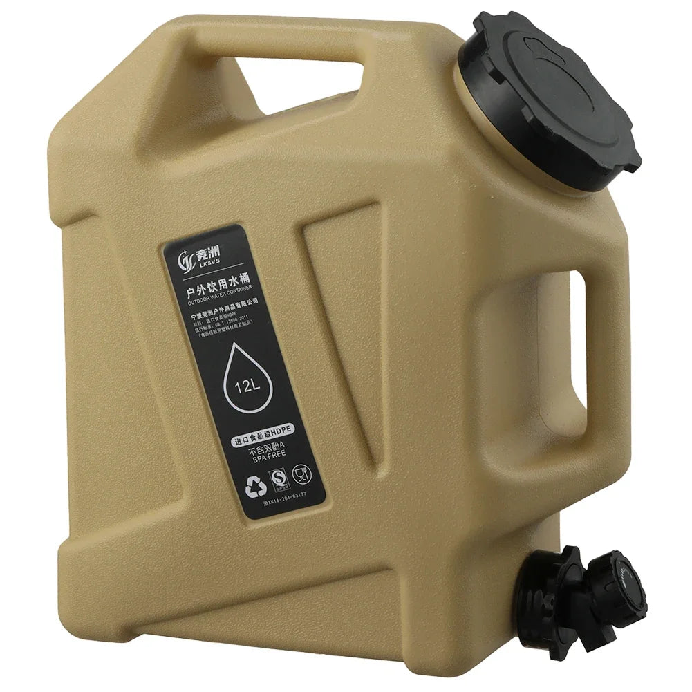 12L Camping Water Container Tank Large Capacity Water Storage Carrier Barrel Portable Vehicle Car Water Bucket with Faucet 대형물통