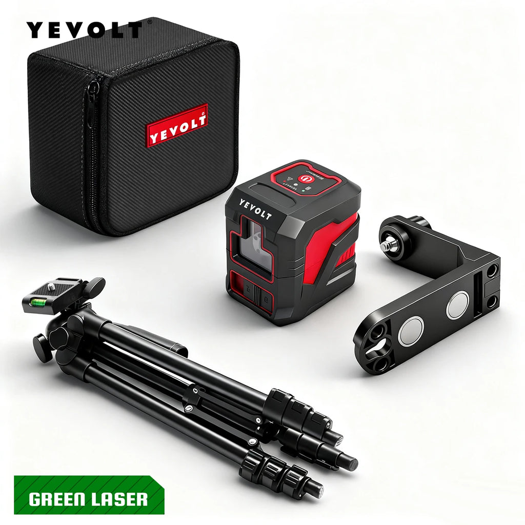 YEVOLT Laser Level Self Leveling 25m Cross Green Line Leveler Measuring Tools for Floor Tile, Home Renovation-YVGLL4XS2
