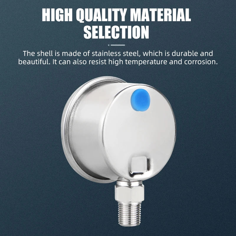 MAIRUIKESI 40mm (1.5") Stainless steel Dry pressure Gauge manometer  -1~0~600bar/psi Bottom Connection For Water Gas
