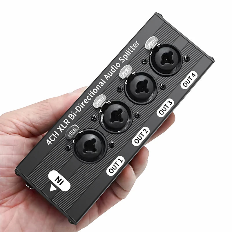 HTA004P-1X4 XLR Balanced Audio Splitter Box 6.5 XLR 1 In 4 Out Bidirectional Signal Splitter Audio Signal Splitter Box