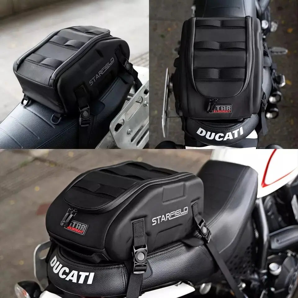 Motorcycle Seat Back Bag Tail Box Waterproof Riding Racing Large Capacity Hard Case Luggage Bag Black Fuel Tank Motorbike Bags